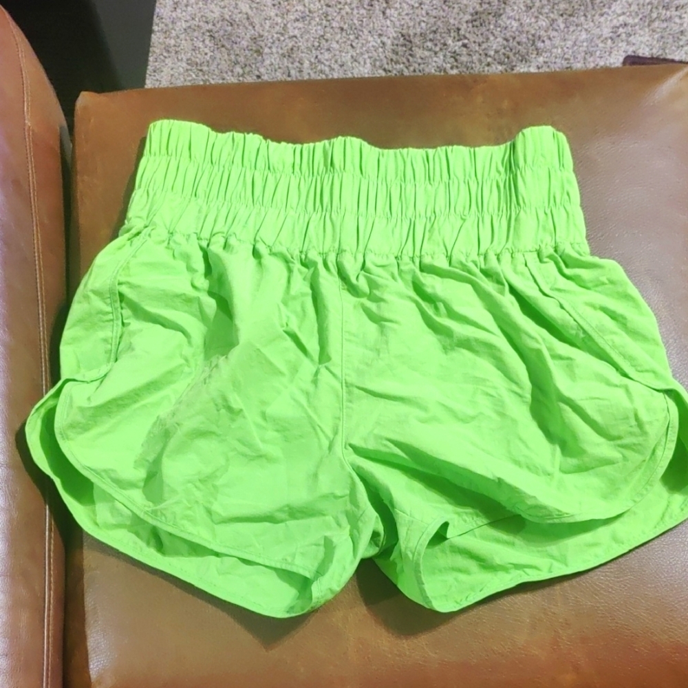 Zenana Outfitters High Waist Lime Green Athletic Shorts